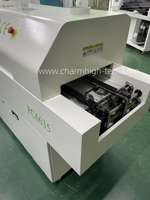 PC6635 রেল + পিসি কন্ট্রোল সীসা মুক্ত রিফ্লো ওভেন 2200 * 350 মিমি 6 টেম্প জোন সোল্ডারিং মেশিন