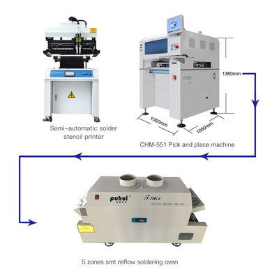 CHM-551 এসএমডি উৎপাদন লাইন এসএমটি সমাবেশ লাইন উচ্চ নির্ভুলতা 4 মাথা পিসিবি তৈরির রোবট